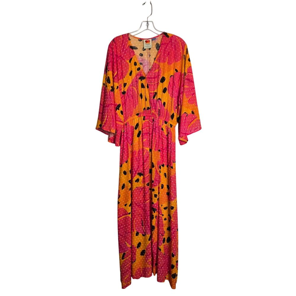 Boho Flowy Farm Rio Bananas Maxi Dress M Swim Cover Up Beach Vacation Resort